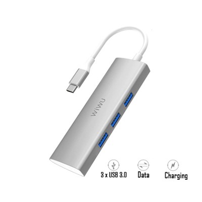 Адаптер WIWU A731HP USB-C Hub with 3 x USB 3.0, Micro SD Slot, SD Card Slot, HDMI та Type-C Silver  Перехідники

