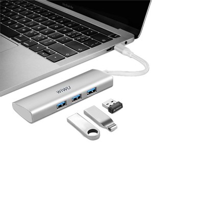 Адаптер WIWU A731HP USB-C Hub with 3 x USB 3.0, Micro SD Slot, SD Card Slot, HDMI та Type-C Gray  Перехідники
   2 