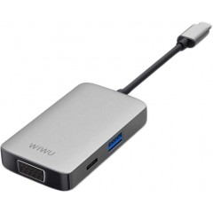 Адаптер WIWU A513HVP USB-C with 4K HDMI, USB 3.0 Ports, PD Charging, 3.5mm Audio and VGA Gray