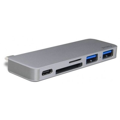 Адаптер WIWU T6 USB-C Hub with 2 x USB 3.0, Micro SD Slot, SD Card Slot та Type-C Port Gray  Перехідники
   2 