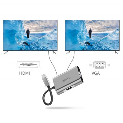 Адаптер WIWU Apollo A20VH USB-C to HDMI+VGA (6957815507122) Silver  Перехідники
   2 