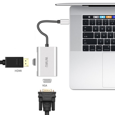 Адаптер WIWU Apollo A20VH USB-C to HDMI+VGA (6957815507122) Silver  Перехідники
   4 