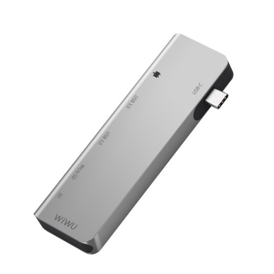 Адаптер WIWU A521T USB Type-C Hub 5-in-1 Type-C Adapter Hub with 2 USB 3.0 Ports Silver  Перехідники
   3 