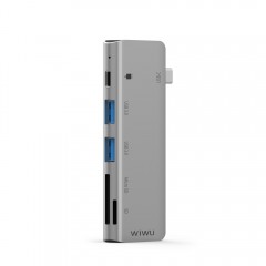 Адаптер WIWU A521T USB Type-C Hub 5-in-1 Type-C Adapter Hub with 2 USB 3.0 Ports Silver