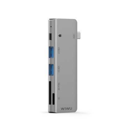 Адаптер WIWU A521T USB Type-C Hub 5-in-1 Type-C Adapter Hub with 2 USB 3.0 Ports Silver  Перехідники
