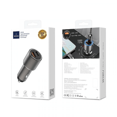 Автомобільний зарядний WiWU PC100 Car Fast Charger 18W Gray  Автомобільні зарядні
   1 