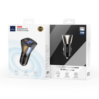 Автомобильное зарядное WiWU PD 72W Car Charger PC500 Black  Автомобільні зарядні
   2 