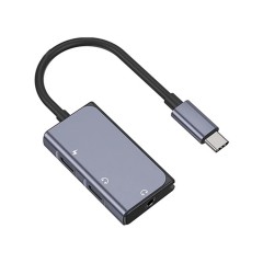 Адаптер WiWU LT02 Pro Adapter Type-C toType-C/3.5mm Gray
