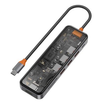 Адаптер WIWU Cyber Hub USB-C With 3xUSB3.0/SD/TF(3.0)/HDMI(4K30)/PD  Перехідники
