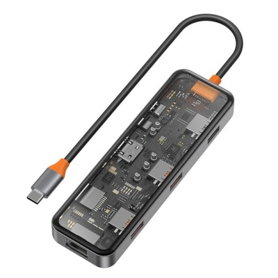 Адаптер WIWU Cyber Hub USB-C With 2xUSB3.0/USB2.0/SD/TF(3.0)/HDMI(4K30)/PD/RJ45  Перехідники

