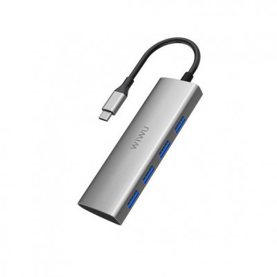 Адаптер WiWU Alpha USB-C Hub With 4xUSB3.0 Gray  Перехідники
   1 