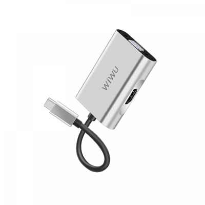 Адаптер WiWU Alpha A20VH USB-C Hub 1xHDMI/1xVGA Gray  Перехідники
