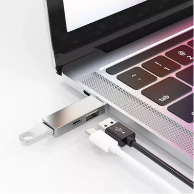 Адаптер WiWU T02 Pro USB-C Hub With USB3.0/USB2.0/USB-C Gray  Перехідники
   1 