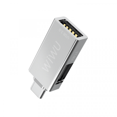 Адаптер WIWU T02 USB Type-C Hub 1xUSB 3.0/1xUSB 2.0 Silver  Перехідники
