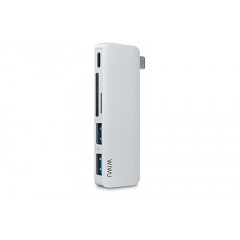 Адаптер WIWU T6 USB-C Hub with 2 x USB 3.0, Micro SD Slot, SD Card Slot та Type-C Port Silver
