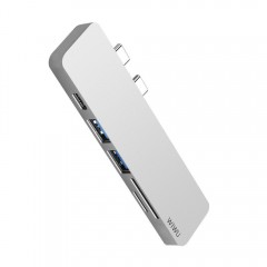 Адаптер WIWU T8 Lite USB-C Hub with 2 x USB 3.0, Micro SD Slot, SD Card Slot та Type-C Port Silver