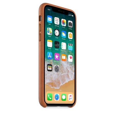Чехол Apple iPhone X Leather Case - Saddle Brown  Чехлы для iPhone   1 
