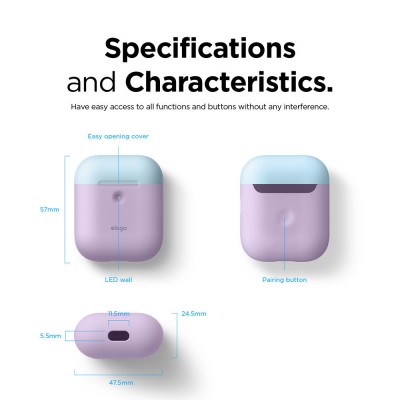 Чохол Elago A2 Duo Case Lavender/Pastel Blue/Lovely Pink for Airpods with Wireless Charging Case  Чохли для AirPods
   2 