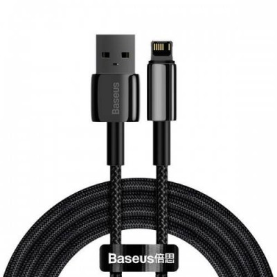 Кабель Baseus Tungsten Gold Fast Charging Data Cable USB to iP 2.4A 1m Black  Кабелі, адаптери
