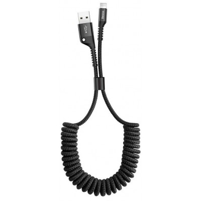 Кабель Baseus Fish Eye Spring Data Cable USB For iP 2A 1m Black  Кабелі, адаптери
