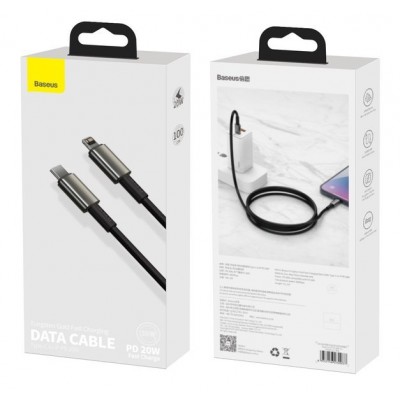 Кабель Baseus Tungsten Gold Fast Charging Data Cable Type-C to iP PD 20W 1m Black  Кабелі, адаптери
   3 