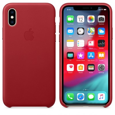 Чохол Apple iPhone X Leather Case - Red  Чохли для iPhone
   2 