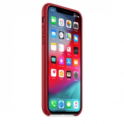 Кожаный чехол Apple iPhone XS Leather Case - (PRODUCT)RED  Чехлы для iPhone   1 