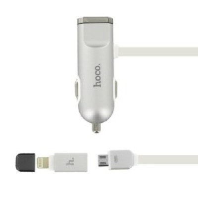 Автомобільне зарядне HOCO Car charger UCL01 Silver  Автомобільні зарядні
   1 