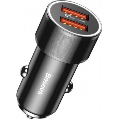 Автомобільне зарядне Baseus Small Screw Dual-USB Car Charger 36W Black  Автомобільні зарядні

