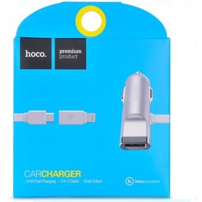 Автомобільне зарядне HOCO Car charger UCL01 Silver  Автомобільні зарядні
   2 