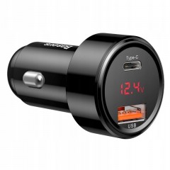 Baseus Digital Display PPS Dual Quick Car Charger 45W With Mini Cable Type-C 60W(20V/3A)Black Baseus Digital Display PPS Dual Quick Car Charger 45W With Mini Cable Type-C 60W(20V/3A)Black
