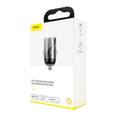 Автомобільне зарядне Baseus Tiny Star Mini Quick Car Charger USB 30W Gray  Автомобільні зарядні
   1 
