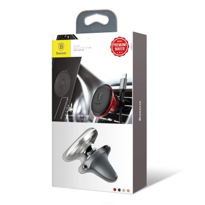Автоутримувач Baseus Magnetic Air Vent Car Mount Holder with cable clip Silver  Автомобільні утримувачі   3 