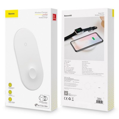 Бездротовий зарядний пристрій Baseus Smart 2in1 Wireless Charger White  Бездротові зарядки
   2 