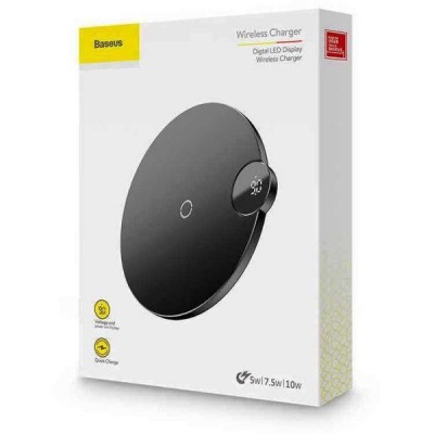 Бездротовий зарядний пристрій Baseus Digtal LED Display Wireless Charger Black  Бездротові зарядки
   1 