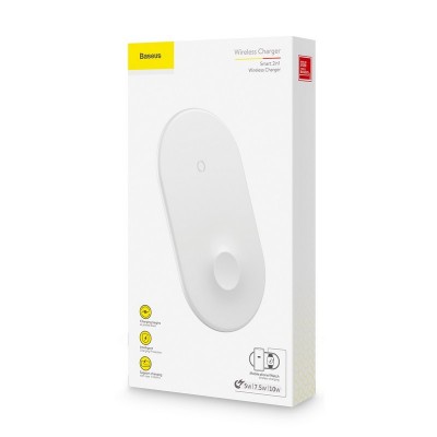 Бездротовий зарядний пристрій Baseus Smart 2in1 Wireless Charger（Type-C Version）White  Бездротові зарядки
   2 