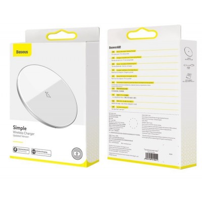 Baseus Simple Wireless Charger 15W(Updated Version for Type-C)White  Бездротові зарядки
   2 