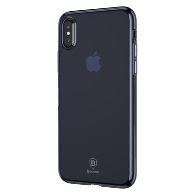 Чохол Baseus Simple Series Case（With Pluggy TPU）iPhone X Transparent Black  Чохли для iPhone
