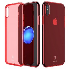 Чохол Baseus Simple Series Case(With Pluggy TPU)iPhone X Transparent Red Чохол Baseus Simple Series Case(With Pluggy TPU)iPhone X Transparent Red