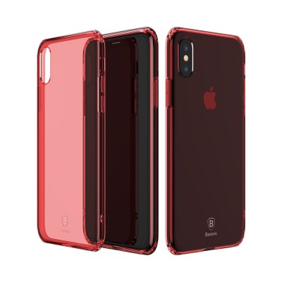 Чохол Baseus Simple Series Case For iPhone X （Clean TPU）Transparent Red  Чохли для iPhone
