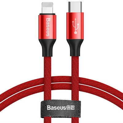 Кабель Baseus Yiven Series Type-C to iP Cable 2A 1m Red  Кабелі, адаптери
