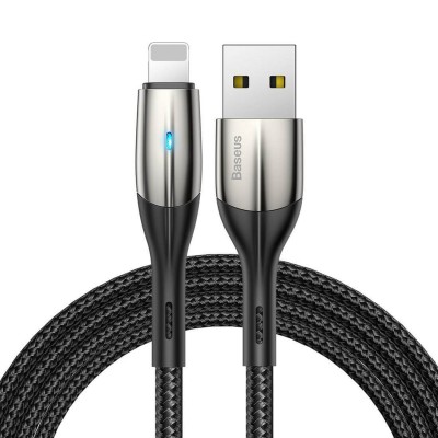 Кабель Baseus Horizontal Data Cable (With An Indicator Lamp) USB For iP 2.4A 1m Black  Кабелі, адаптери
