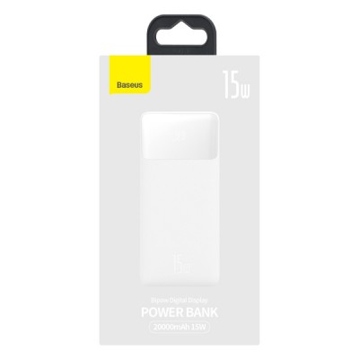 Зовнішній Акумулятор Baseus Bipow Digital Display Power Bank 20000mAh 15W White  Зовнішні акумулятори
   1 