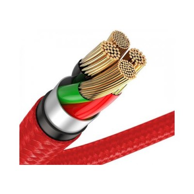 Кабель Baseus Horizontal Data Cable (With An Indicator Lamp) USB For iP 2.4A 1m Red  Кабелі, адаптери
   1 
