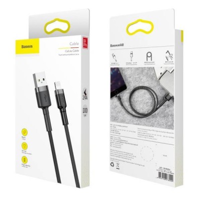 Кабель Baseus Lightning Cafule 2A Cable 100cm Black/Gray  Кабелі, адаптери
   2 
