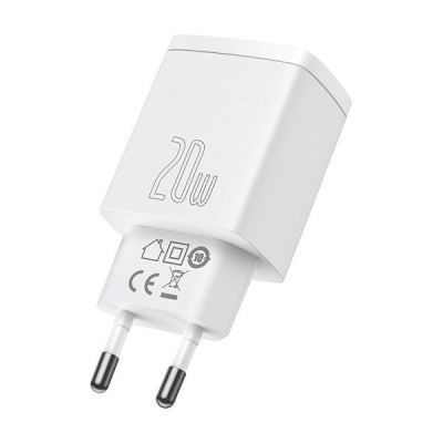 Адаптер Baseus Compact Quick Charger U+C 20W EU White  Кабелі, адаптери
