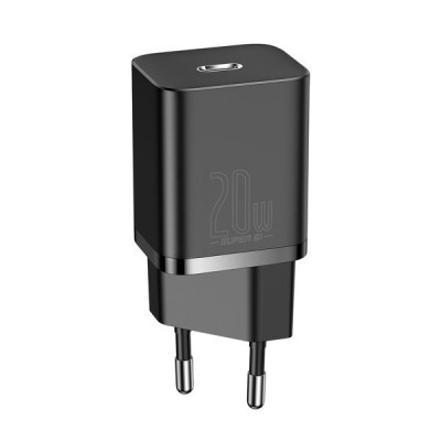 Адаптер Baseus Super Si Quick Charger 20W (With Simple Wisdom Data Cable Type-C to iP 1m) Black  Кабелі, адаптери
   2 