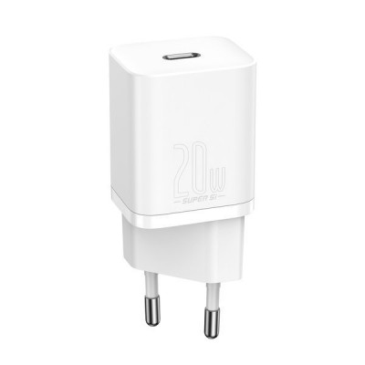 Адаптер Baseus Super Si Quick Charger 20W (With Simple Wisdom Data Cable Type-C to iP 1m) White  Кабелі, адаптери
   1 