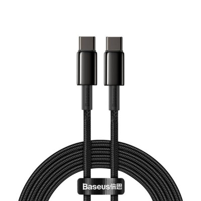Кабель Baseus Tungsten Gold Fast Charging Data Cable Type-C to Type-C 100W 1m Black  Кабелі, адаптери
