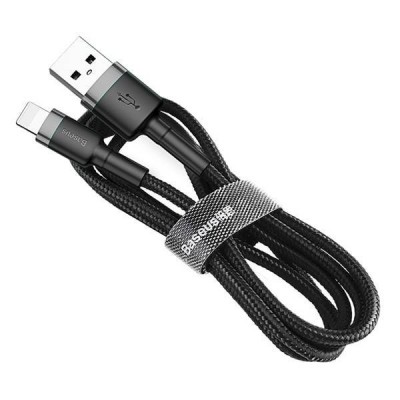 Кабель Baseus Lightning Cafule 2A Cable 100cm Black/Gray  Кабелі, адаптери
